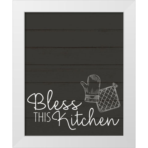 Bless this Kitchen White Modern Wood Framed Art Print by Allen, Kimberly