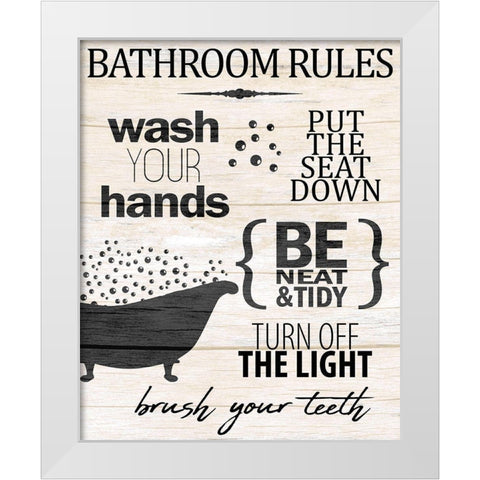 Bath Rules 2 White Modern Wood Framed Art Print by Allen, Kimberly
