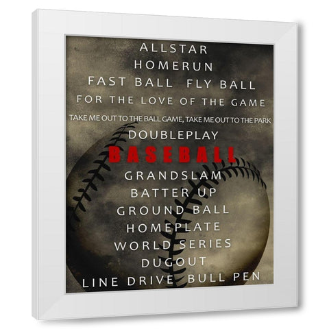 Baseball White Modern Wood Framed Art Print by Allen, Kimberly