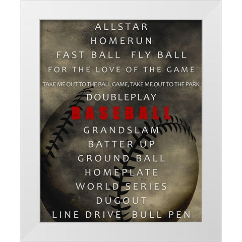 Baseball White Modern Wood Framed Art Print by Allen, Kimberly