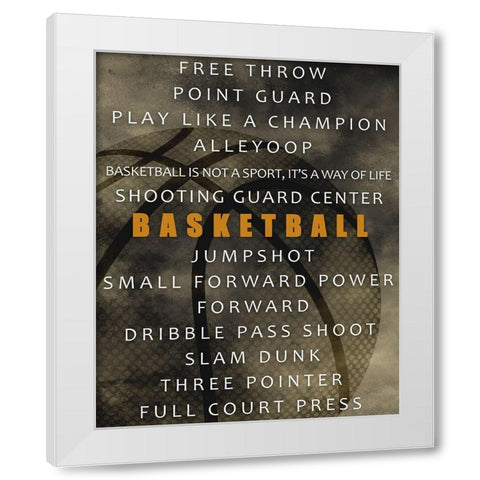 Basketball White Modern Wood Framed Art Print by Allen, Kimberly