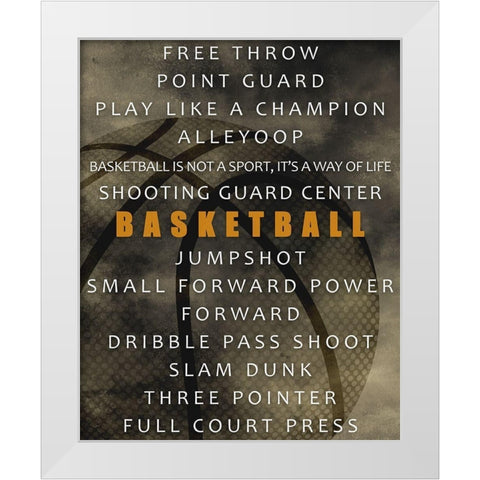 Basketball White Modern Wood Framed Art Print by Allen, Kimberly