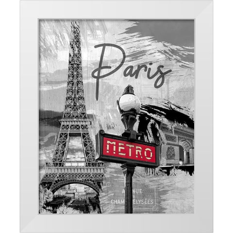 Paris Metro White Modern Wood Framed Art Print by Allen, Kimberly