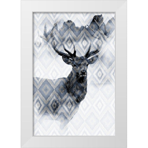 Ikat Deer White Modern Wood Framed Art Print by Allen, Kimberly