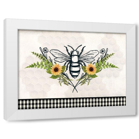 Bee Flower White Modern Wood Framed Art Print by Allen, Kimberly