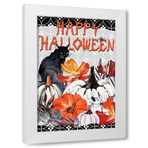 Black Cat Halloween White Modern Wood Framed Art Print by Allen, Kimberly