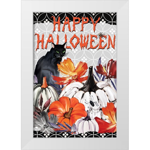 Black Cat Halloween White Modern Wood Framed Art Print by Allen, Kimberly