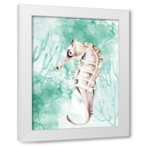 Seahorse Swimming White Modern Wood Framed Art Print by Allen, Kimberly