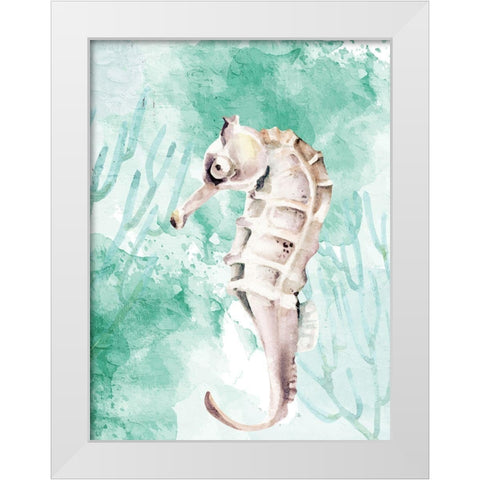 Seahorse Swimming White Modern Wood Framed Art Print by Allen, Kimberly