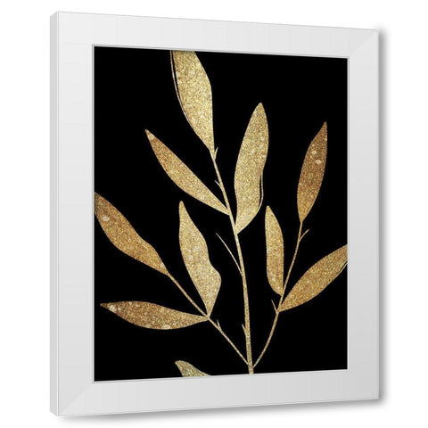 Plaster Leaves Gold 1 White Modern Wood Framed Art Print by Kimberly, Allen