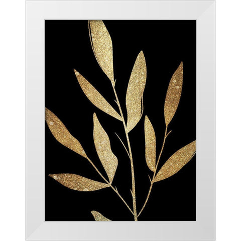 Plaster Leaves Gold 1 White Modern Wood Framed Art Print by Kimberly, Allen