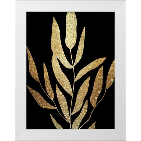 Plaster Leaves Gold 2 White Modern Wood Framed Art Print by Kimberly, Allen
