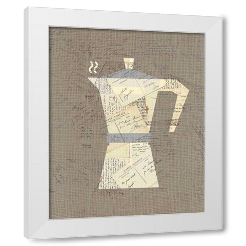 Postcard Coffee 1 White Modern Wood Framed Art Print by Allen, Kimberly