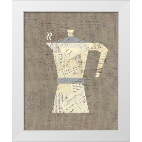 Postcard Coffee 1 White Modern Wood Framed Art Print by Allen, Kimberly