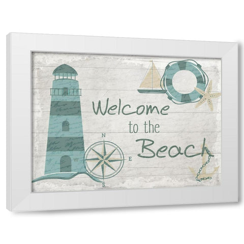 Welcome to the Beach White Modern Wood Framed Art Print by Kimberly, Allen