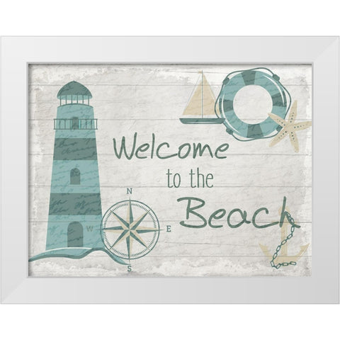 Welcome to the Beach White Modern Wood Framed Art Print by Kimberly, Allen