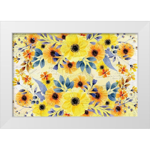 Yellow Summer Blooming  White Modern Wood Framed Art Print by Kimberly, Allen