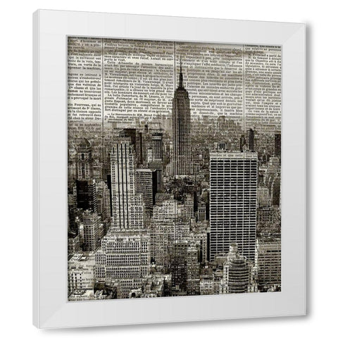 Newspaper City 1 White Modern Wood Framed Art Print by Kimberly, Allen