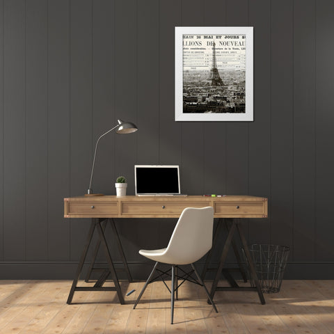 Newspaper City 3 White Modern Wood Framed Art Print by Kimberly, Allen