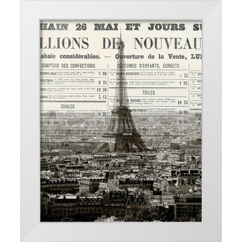 Newspaper City 3 White Modern Wood Framed Art Print by Kimberly, Allen