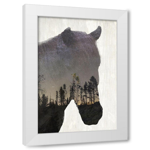 Starry Night Horse White Modern Wood Framed Art Print by Kimberly, Allen