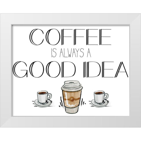 Morning Coffee 2 White Modern Wood Framed Art Print by Kimberly, Allen