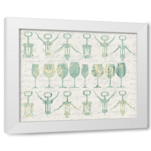 Wine in a Row White Modern Wood Framed Art Print by Kimberly, Allen