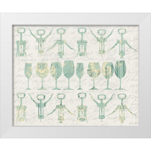 Wine in a Row White Modern Wood Framed Art Print by Kimberly, Allen