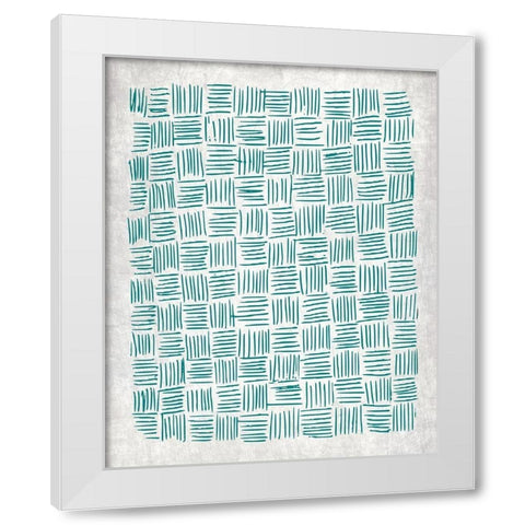 Teal Crosshatched 1 White Modern Wood Framed Art Print by Kimberly, Allen