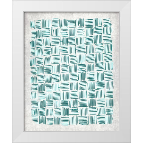 Teal Crosshatched 1 White Modern Wood Framed Art Print by Kimberly, Allen