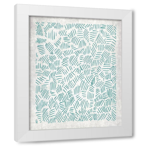 Teal Crosshatched 3 White Modern Wood Framed Art Print by Kimberly, Allen