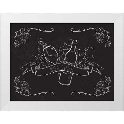 Bonjour Wine White Modern Wood Framed Art Print by Kimberly, Allen