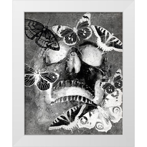 Flower Skull White White Modern Wood Framed Art Print by Kimberly, Allen