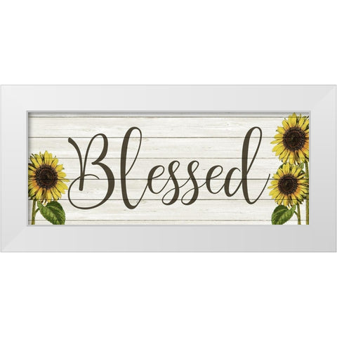 Sunflower Blessed White Modern Wood Framed Art Print by Kimberly, Allen