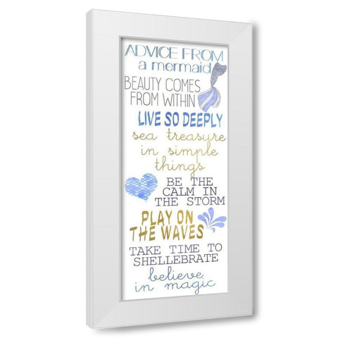 Mermaid Advice v2 White Modern Wood Framed Art Print by Kimberly, Allen