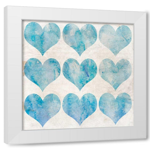 Watercolor Hearts 1 White Modern Wood Framed Art Print by Allen, Kimberly