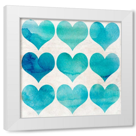Watercolor Hearts 2 White Modern Wood Framed Art Print by Allen, Kimberly