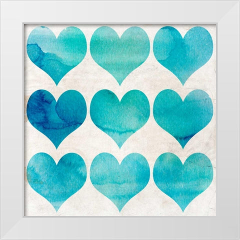 Watercolor Hearts 2 White Modern Wood Framed Art Print by Allen, Kimberly