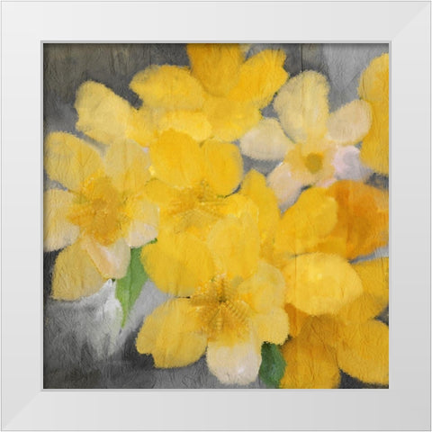 Sunshine Blooms White Modern Wood Framed Art Print by Kimberly, Allen