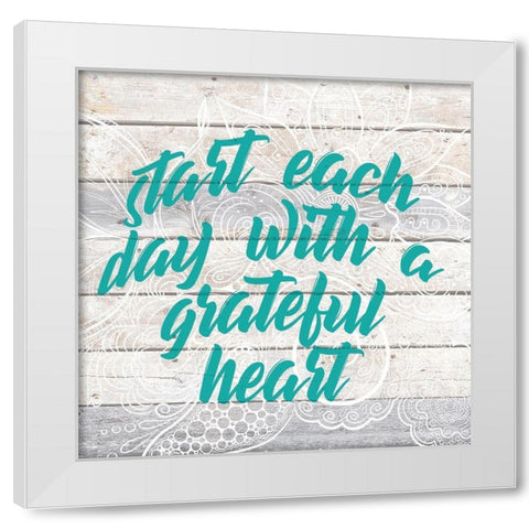 Grateful Heart White Modern Wood Framed Art Print by Kimberly, Allen