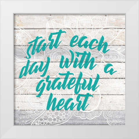 Grateful Heart White Modern Wood Framed Art Print by Kimberly, Allen