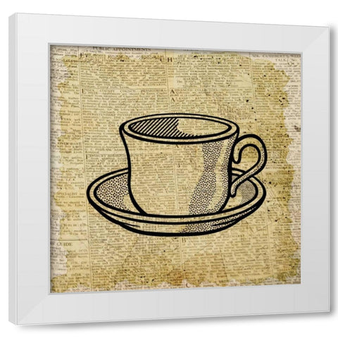 Coffee On Print 1 White Modern Wood Framed Art Print by Allen, Kimberly