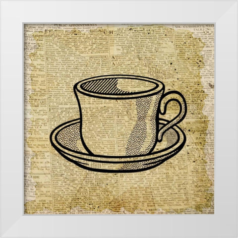 Coffee On Print 1 White Modern Wood Framed Art Print by Allen, Kimberly