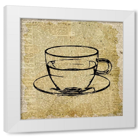 Coffee On Print 2 White Modern Wood Framed Art Print by Allen, Kimberly