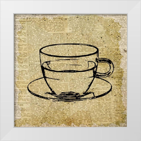 Coffee On Print 2 White Modern Wood Framed Art Print by Allen, Kimberly