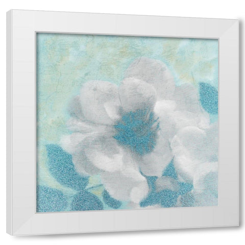 Teal Blooming 2 White Modern Wood Framed Art Print by Kimberly, Allen