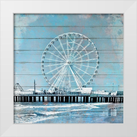 A Day at The Beach White Modern Wood Framed Art Print by Kimberly, Allen