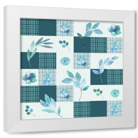 Blue Hues Full Pattern White Modern Wood Framed Art Print by Kimberly, Allen