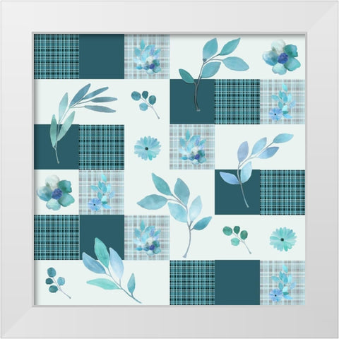 Blue Hues Full Pattern White Modern Wood Framed Art Print by Kimberly, Allen