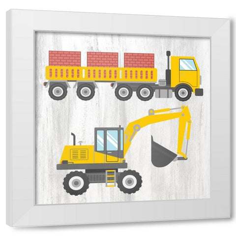 Tractor and Trucks 3 v2 White Modern Wood Framed Art Print by Kimberly, Allen